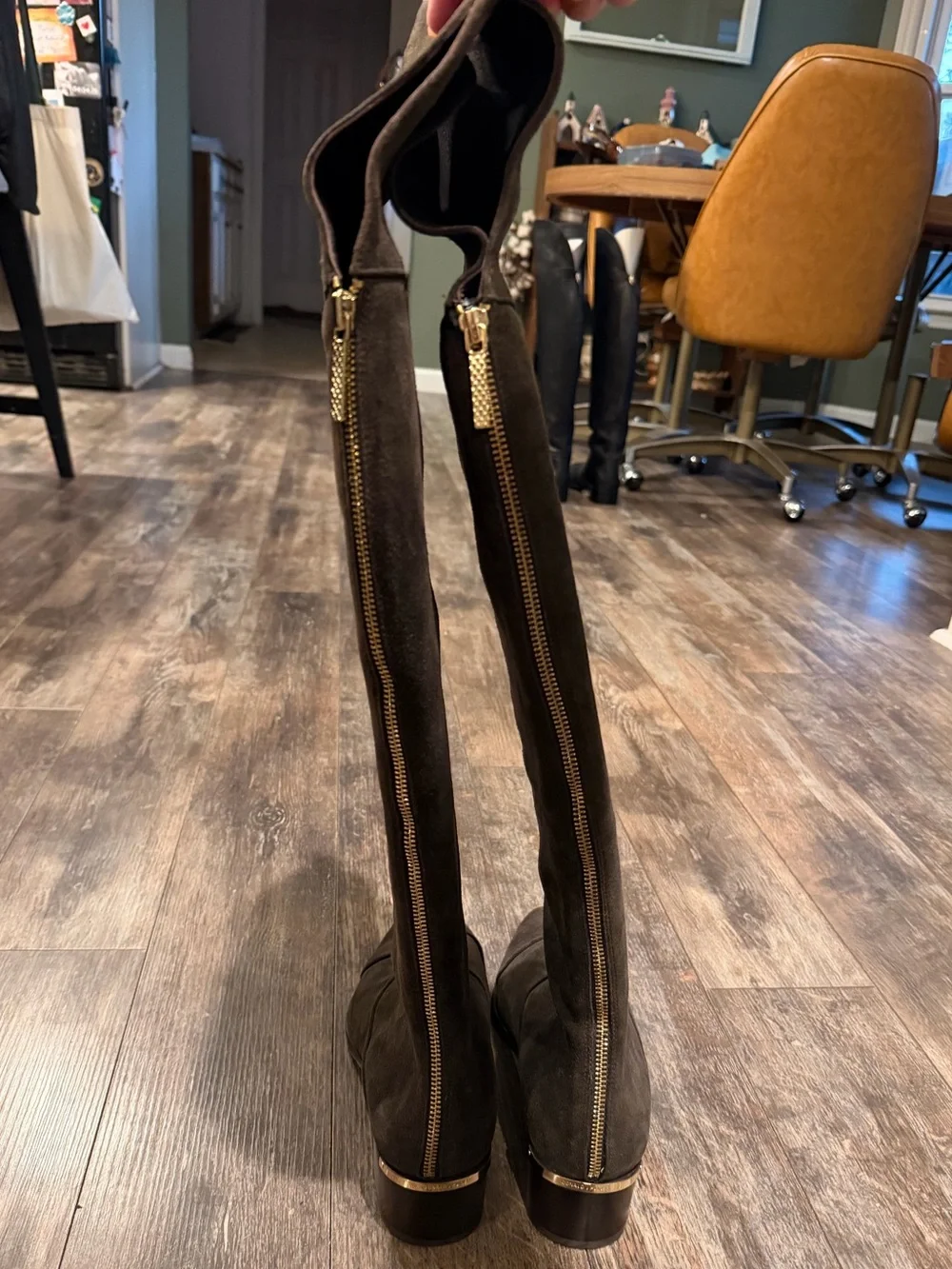 🪻Donald J. Pliner Dark Brown Suede Over-the-Knee Pointed Boots